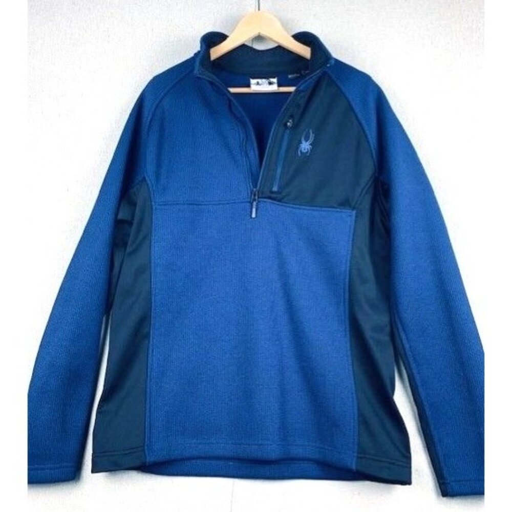 Spyder‎ Men's L/G Quarter-Zip Blue & Black Fleece 1/4 Zip Pullover Sweater